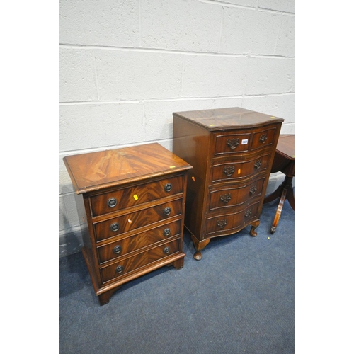 1436 - TWO MAHOGANY CHEST OF FOUR DRAWERS (deep surface damage and fluid marks to both chests) along with a... 