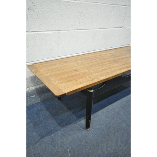 1445 - A G PLAN TOLA AND BLACK COFFEE TABLE, length 137cm x depth 50cm x height 40cm (condition:-surface st... 