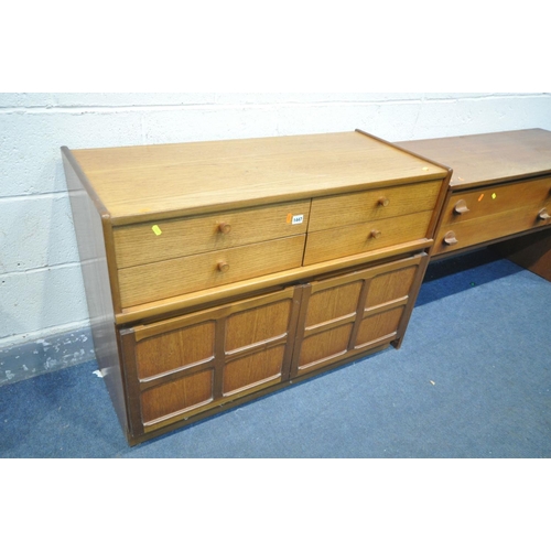 1447 - A NATHAN TEAK SIDEBOARD, with four drawers, width 103cm x depth 45cm x height 76cm, and stag sideboa... 