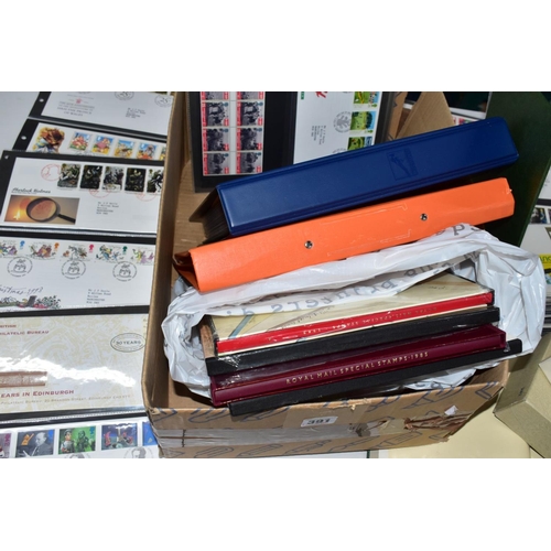 432 - COLLECTION OF STAMPS in a box with GB FDCs and mint GB in packets and yearbooks providing good face ... 