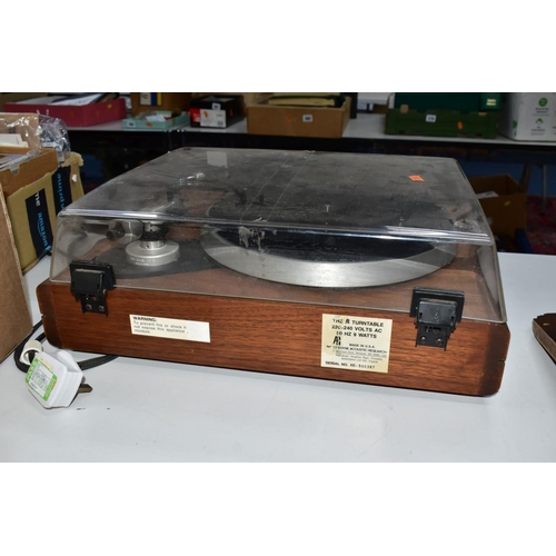 440 - A TELEDYNE ACOUSTIC RESEARCH THE AR TURNTABLE with walnut plinth, two cartridge heads one with an Or... 