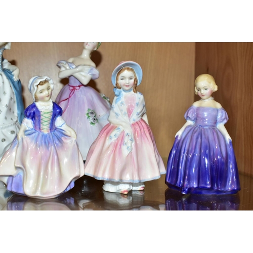 445 - FIVE ROYAL DOULTON FIGURINES, comprising Lily HN 1798, Dinky Do HN 1678, Marie HN 1370, The Ballerin... 