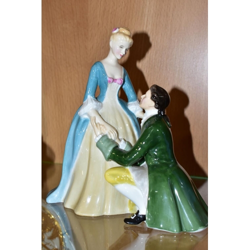 447 - TWO ROYAL DOULTON FIGURE GROUPS, comprising The Love Letter HN 2149, and The Suitor HN 2132 (Conditi... 