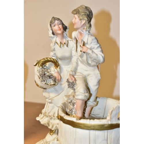 460 - FIVE CAPODIMONTE RESIN FIGURES AND GROUPS IN WHITE, highlighted with flesh tones, including a Guisep... 