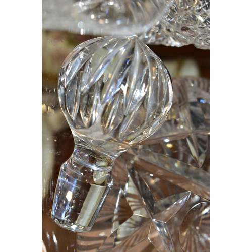 465 - A BRIERCRYSTAL DECANTER OF CONICAL FORM, WITH STOPPER, height 29cm, together with four assorted tumb... 