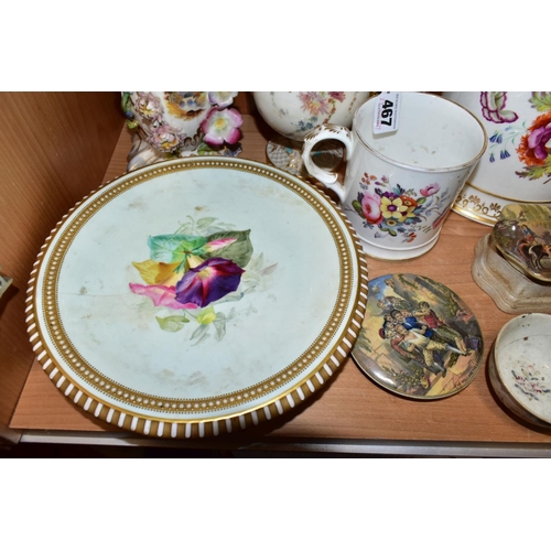 467 - A GROUP OF 18TH AND 19TH CENTURY BRITISH POTTERY AND PORCELAIN, some pieces with extensive damage an... 