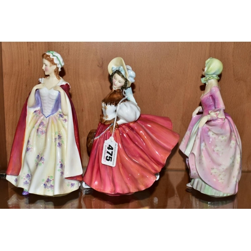 475 - THREE ROYAL DOULTON LADY FIGURES, comprising 'The Skater' HN2114, 'Suzette' HN2026 and 'Bess' HN2002... 