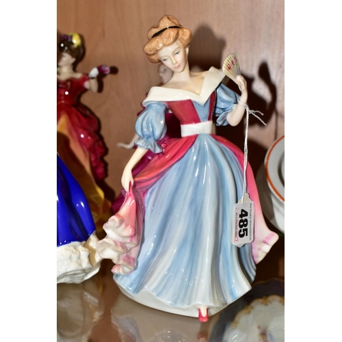 485 - SIX ROYAL DOULTON FIGURE OF THE YEAR FIGURINES 1991-1996, comprising 'Amy' HN3316, 'Mary' HN3375, 'P... 