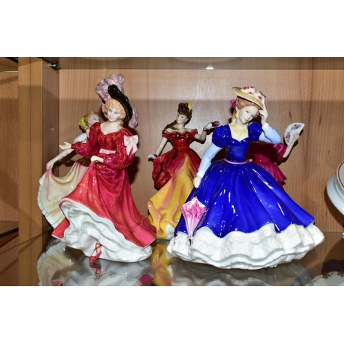 485 - SIX ROYAL DOULTON FIGURE OF THE YEAR FIGURINES 1991-1996, comprising 'Amy' HN3316, 'Mary' HN3375, 'P... 