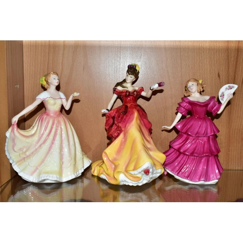 485 - SIX ROYAL DOULTON FIGURE OF THE YEAR FIGURINES 1991-1996, comprising 'Amy' HN3316, 'Mary' HN3375, 'P... 