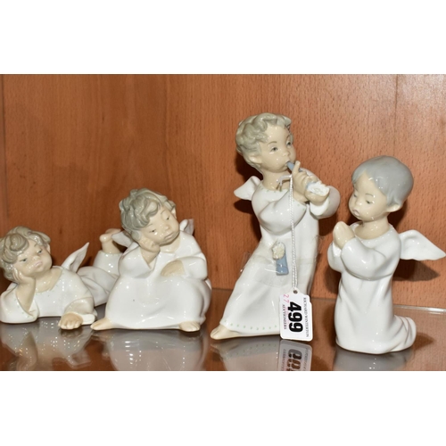 499 - FOUR LLADRO FIGURES OF ANGELS, comprising 'Angel Praying', No. 4538, 'Angel Thinking', No. 4539, 'An... 