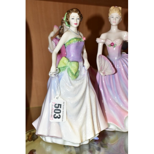 503 - SIX ROYAL DOULTON FIGURE OF THE YEAR FIGURINES, comprising boxed Classics Figure of the Year 2002 Sa... 