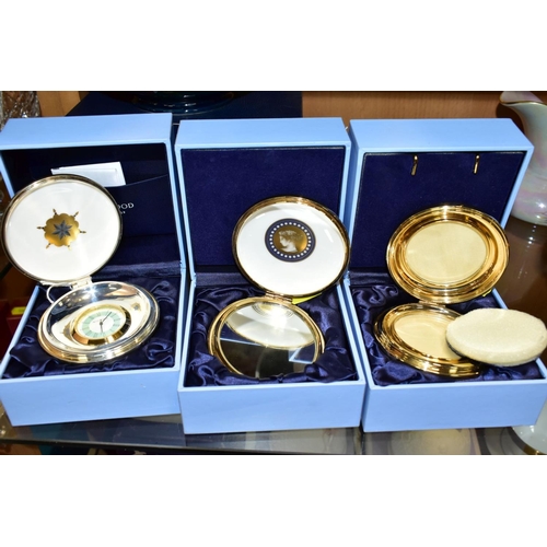 518 - THREE BOXED WEDGWOOD HIDDEN TREASURES, ceramic with hallmarked silver mounts, comprising a Venice mi... 