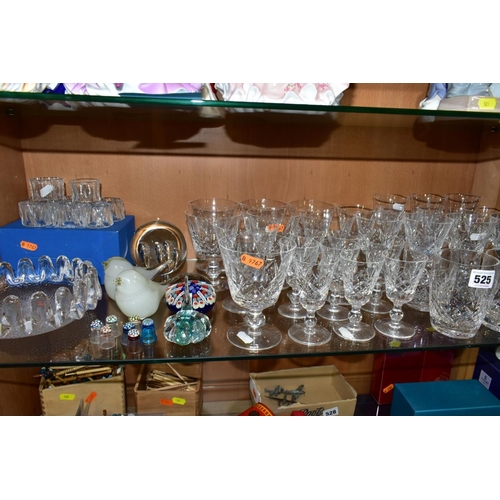 525 - A GROUP OF CUT CRYSTAL DRINKING GLASSES AND OTHER GLASSWARES, to include five sets of stemware and t... 