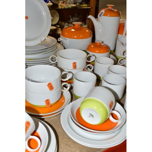 540 - A SIXTY NINE PIECE ROSENTHAL DUO DINNER SERVICE, designed by Ambrogio Pozzi, in orange, white and li... 