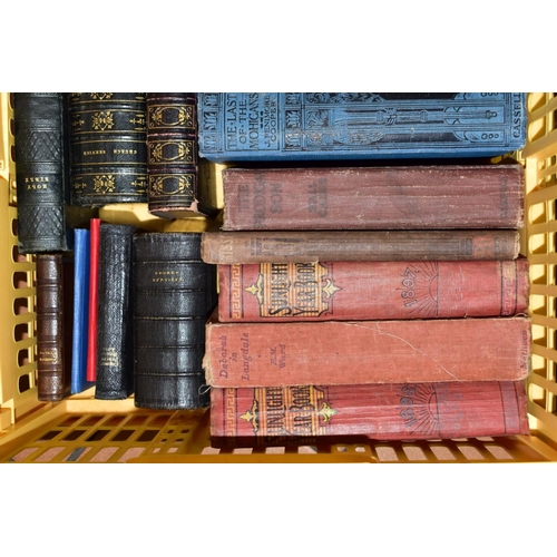 557 - A BOX OF ANTIQUARIAN BOOKS, approximately twenty six books to include Bibles, Psalms and Common Pray... 