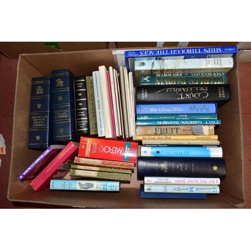 580 - FOUR BOXES OF BOOKS AND PUBLICATIONS, over one hundred titles to include Folio Society The Wit of Os... 