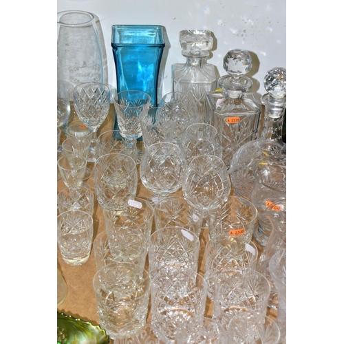 582 - A QUANTITY OF CUT CRYSTAL AND OTHER GLASSWARES, approximately sixty pieces to include a boxed pair o... 