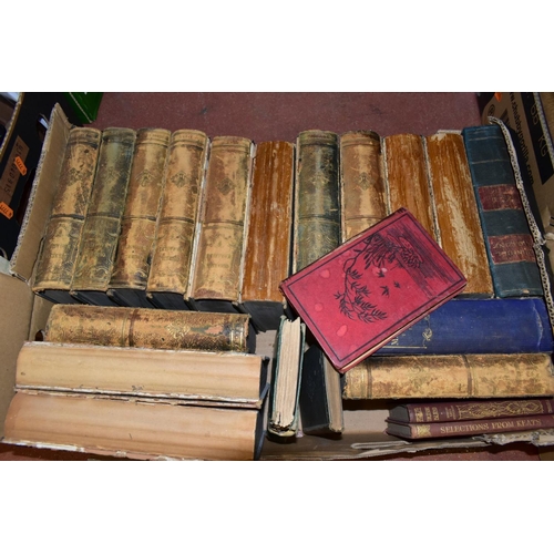 592 - SEVEN BOXES OF ANTIQUARIAN AND OTHER BOOKS, to include an early edition of Nicholas Nickleby by Char... 