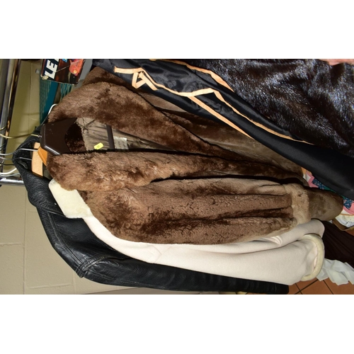 627 - FUR COATS, DRESSES, BAGS AND TABLE LINEN ETC, to include two brown mink fur coats with labels for Fa... 