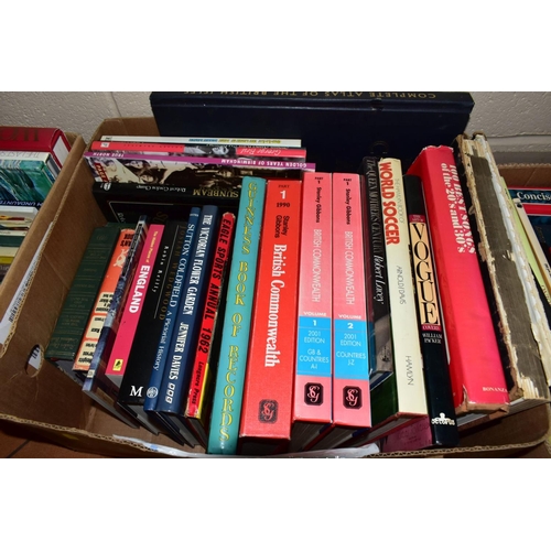 629 - SIX BOXES OF BOOKS AND MAGAZINES ETC, books include Jackie Collins, Vogue covers, World Soccer, Guin... 