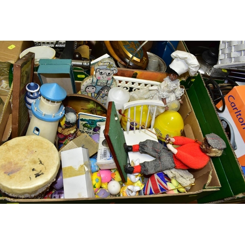 630 - FOUR BOXES OF SUNDRY ITEMS ETC, to include boxed Royal Worcester ramekins, stainless steel dishes, c... 