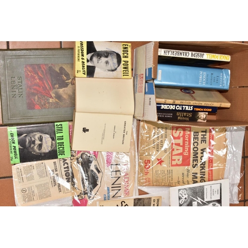 640 - A BOX OF BOOKS, PAMPHLETS AND NEWSPAPERS ABOUT COMMUNISM AND BRITISH FACISM, to include three books ... 