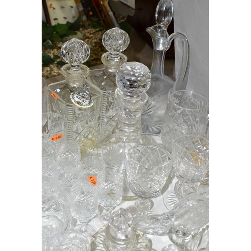 645 - A QUANTITY OF CUT CRYSTAL AND OTHER GLASSWARES, over eighty pieces, to include a ships decanter, two... 