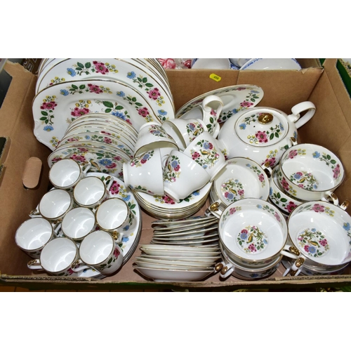 650 - FOUR BOXES CONTAINING ASSORTED PART DINNER SETS AND PART TEA SETS including an un-named seventy one ... 