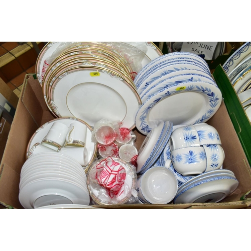 650 - FOUR BOXES CONTAINING ASSORTED PART DINNER SETS AND PART TEA SETS including an un-named seventy one ... 