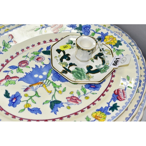 661 - FOUR MASONS 'REGENCY' SERVING PLATES RANGING IN SIZE FROM 34CM X 36CM TO 27CM X 34CM, TWO OTHER MASO... 