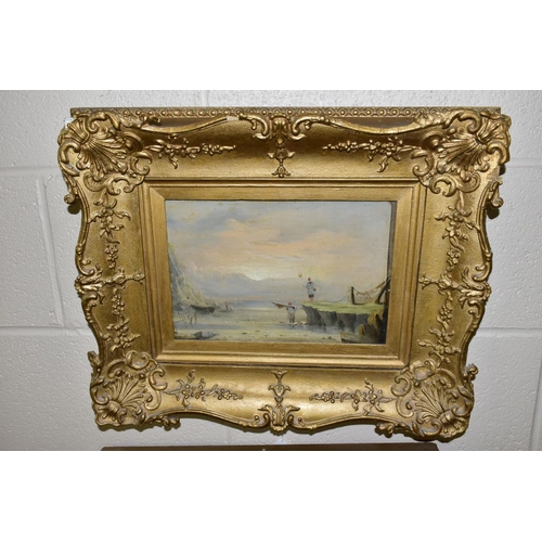 691 - TWO UNSIGNED COASTAL LANDSCAPES CIRCA 1828-1839, possibly depicting fisherman at sunrise and sunset,... 