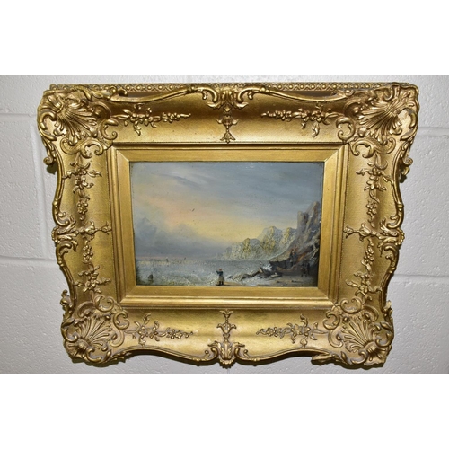 691 - TWO UNSIGNED COASTAL LANDSCAPES CIRCA 1828-1839, possibly depicting fisherman at sunrise and sunset,... 