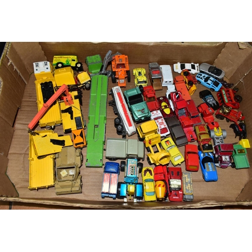 703 - FOUR TRAYS OF UNBOXED DIE-CAST MODEL VEHICLES, to include a Matchbox Superkings K44/3 Bridge layer, ... 