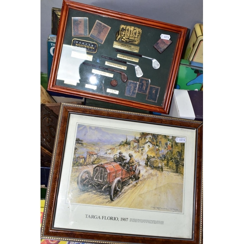 706 - A BOX AND LOOSE SPORTING MEMORABILIA, PHOTOGRAPHY AND SUNDRY ITEMS, to include a Victorian photograp... 