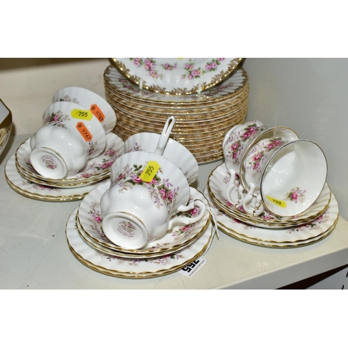 755 - A ROYAL DOULTON 'LAVENDER ROSE' TEA SET, comprising of six cups, six saucers, six tea plates 16cm, s... 