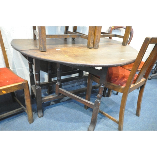 1663 - A GEORGIAN OAK GATE LEG TABLE, open length 135cm x closed length 46cm x depth 120cm x height 70cm, f... 