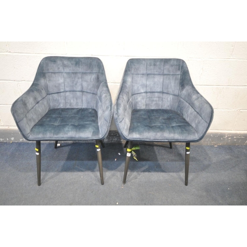 1677 - A PAIR OF BLUE UPHOLSTERED TUB CHAIRS