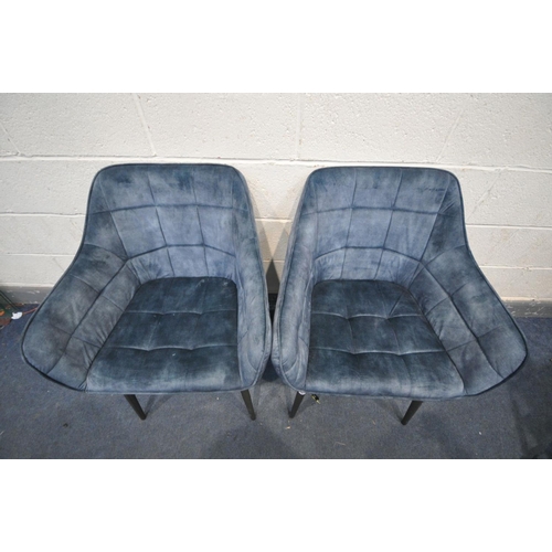 1677 - A PAIR OF BLUE UPHOLSTERED TUB CHAIRS