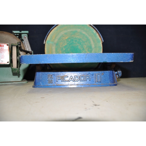 1322 - A PICADOR FIG-119 10in bench mounted disk sander along with a Multico Pro-Mex TWG-250 viking disc gr... 