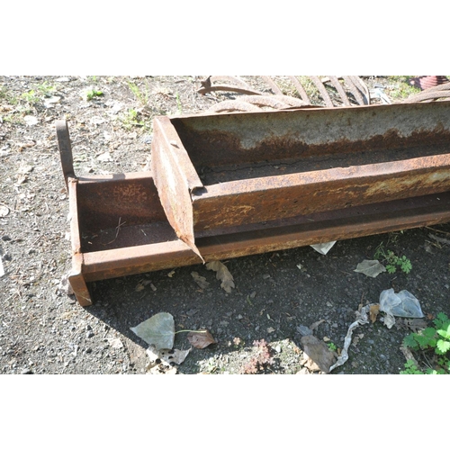 1202 - TWO GALVANISED FEEDING TROUGHS, one wall mounted, longest length 205cm (condition:-both well rusted)