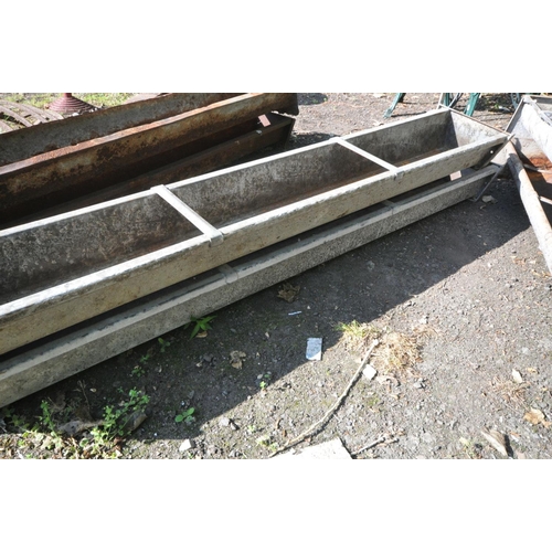 1203 - A PAIR OF GALVANISED WALL MOUNTED FEEDING TROUGHS, length 184cm