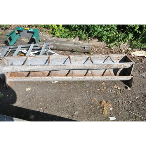 1204 - A PAIR OF GALVANISED GROUND FEEDING TROUGHS, length 184cm (condition:-partially rusted)