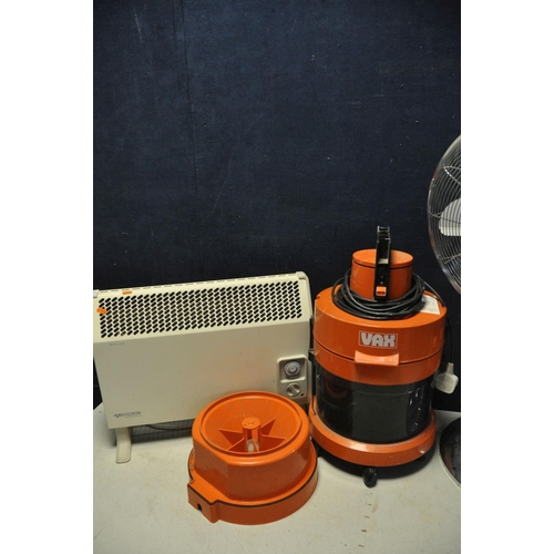 1277 - A VAX WET N DRY vacuum cleaner -missing pole along with an aluminium fan SCC016 and a Newlec panel h... 