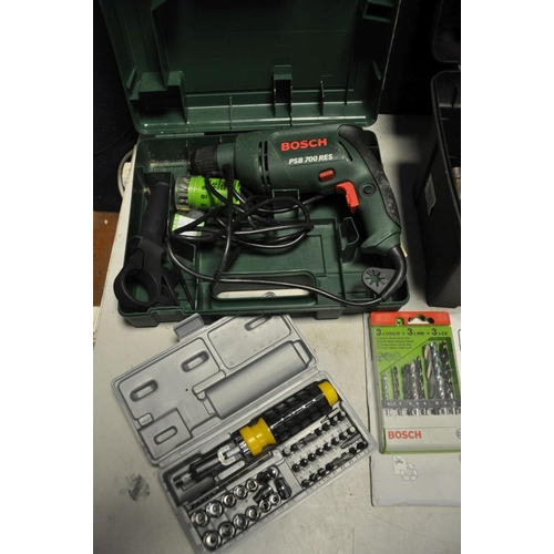 1279 - A SELECTION OF ELECTRICAL AND HANDTOOLS to include a Bosch PSB-700-RES corded drill, Power Craft PSD... 