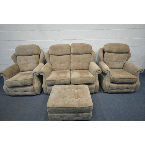 1518 - A G PLAN BROWN UPHOLSTERED FOUR PIECE LOUNGE SUITE, comprising a two seater settte, pair of armchair... 