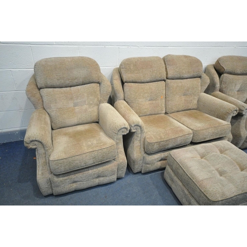 1518 - A G PLAN BROWN UPHOLSTERED FOUR PIECE LOUNGE SUITE, comprising a two seater settte, pair of armchair... 