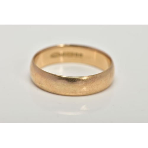 24 - A 9CT GOLD BAND RING, plain polished wide band, approximate width 5.2mm, hallmarked 9ct Birmingham 1... 