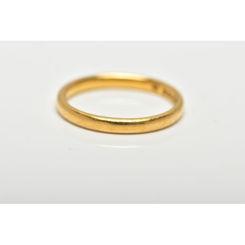 44 - A 22CT GOLD BAND RING, a yellow gold courted band ring, approximate width 2mm, hallmarked 22ct Birmi... 