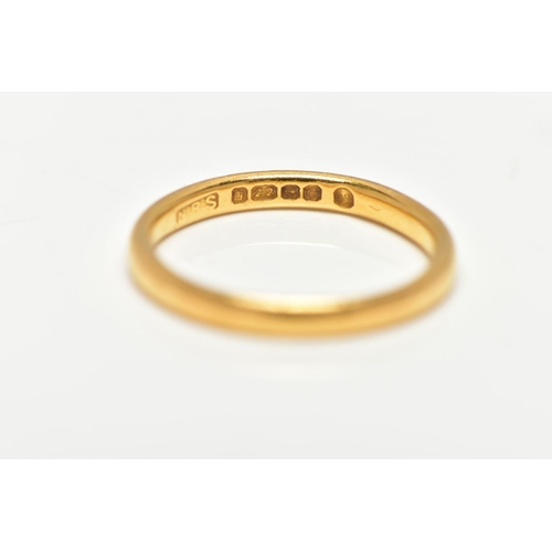 44 - A 22CT GOLD BAND RING, a yellow gold courted band ring, approximate width 2mm, hallmarked 22ct Birmi... 